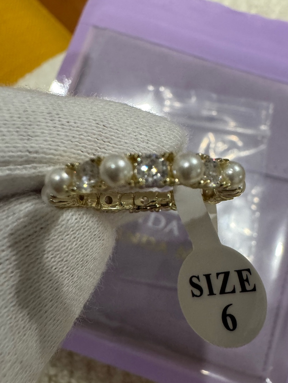 Melinda Maria Pearl and Diamondette Band- Size 6